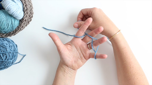 wrap yarn around your fingers working backwards