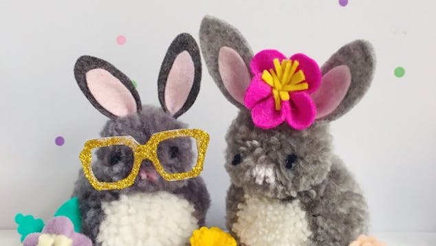 pom pom bunny project with felt ears