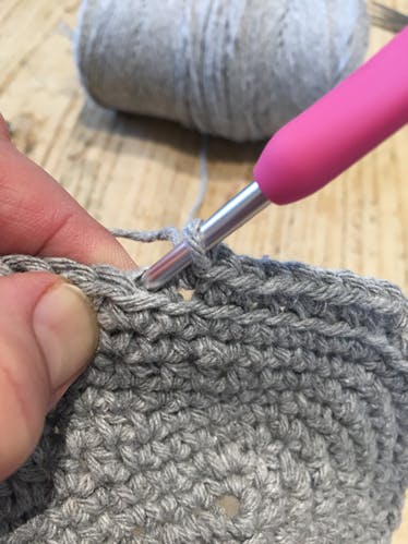 Work the back loops on the base of your bag