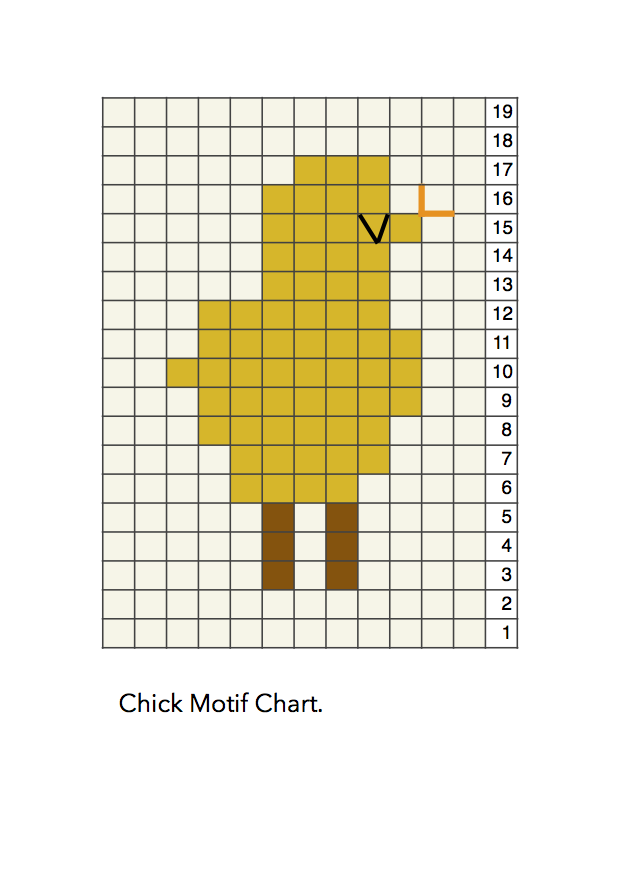 the almond snug crochet chick motif