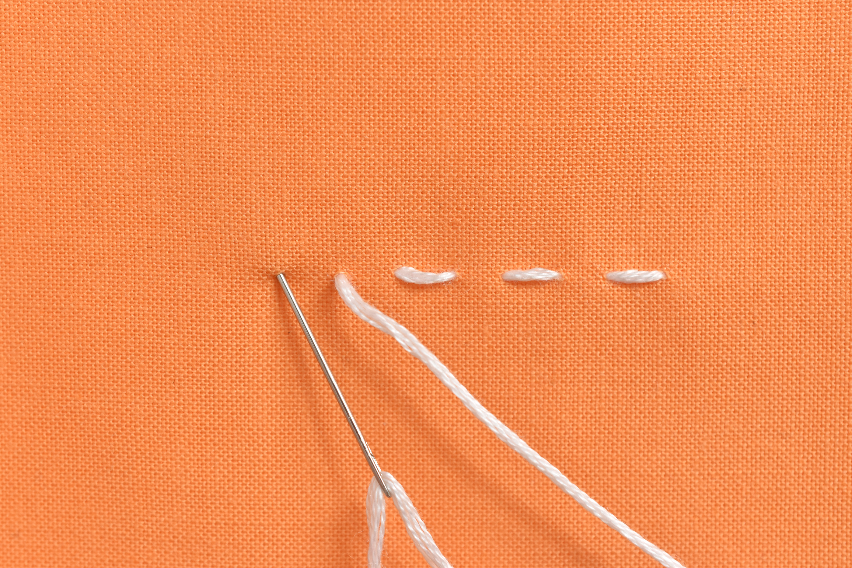 running stitch created going through and back down through the fabric