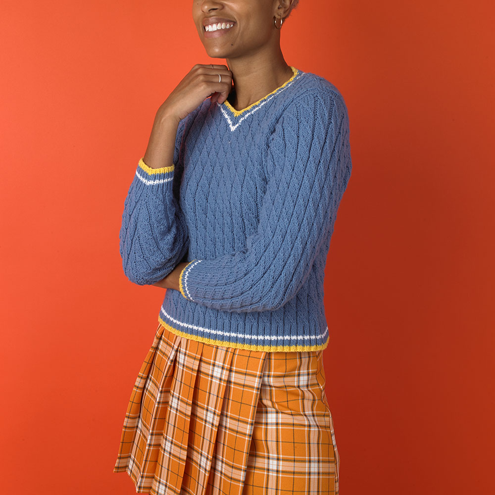 collegiate sweater free knitting pattern by paintbox yarns