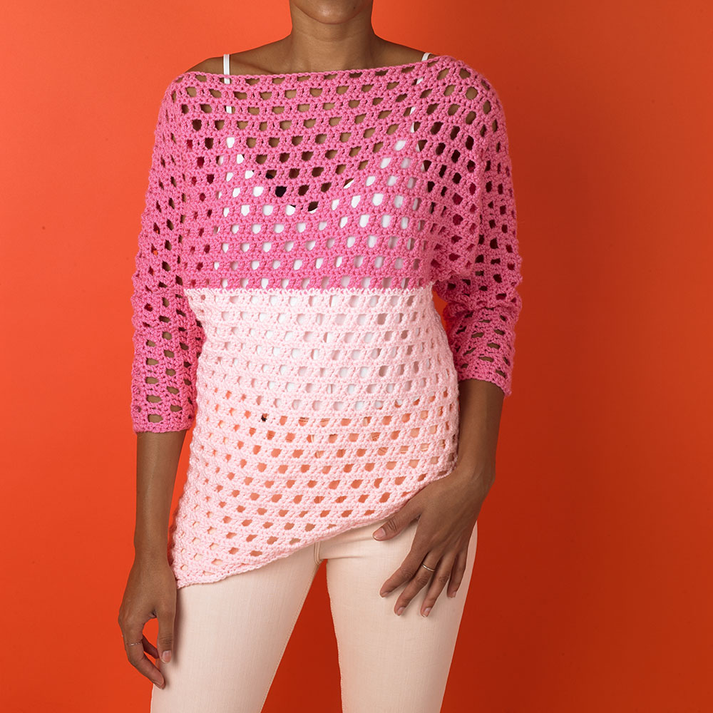 adorable asymmetric top free crochet pattern by paintbox yarns