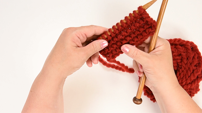 knit stitch knitted row on needles