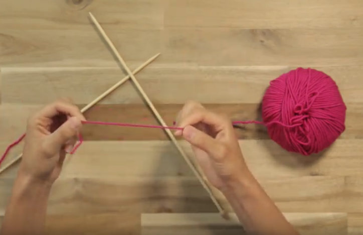 get your needles and yarn ready to tie a slip knot