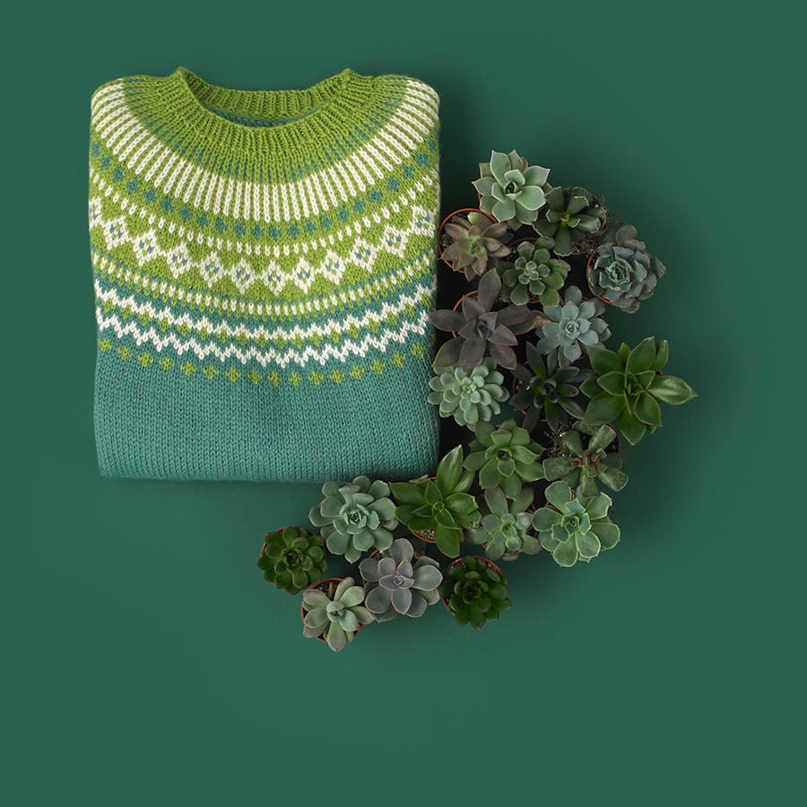 Forest Fairisle Yoke Sweater in Paintbox Yarns Wool Mix Aran