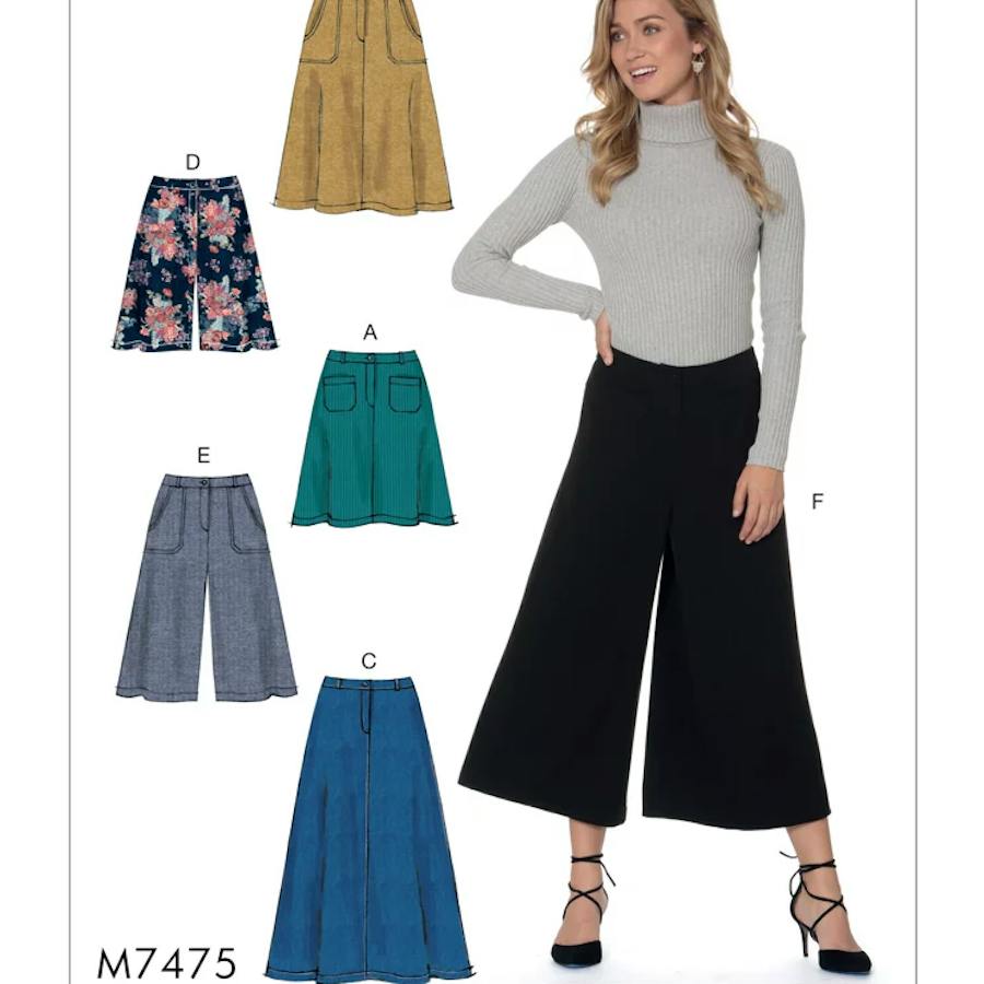 McCall's Misses' Flared Skirts, Shorts and Culottes M7475 - Sewing Pattern