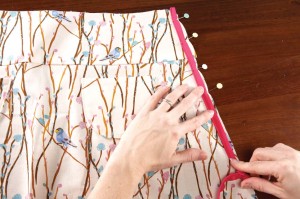 Pin zip to side of skirt. 
