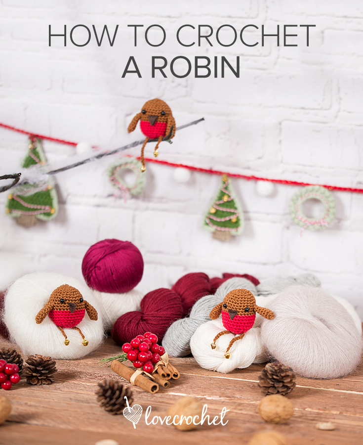 How to crochet a Christmas robin