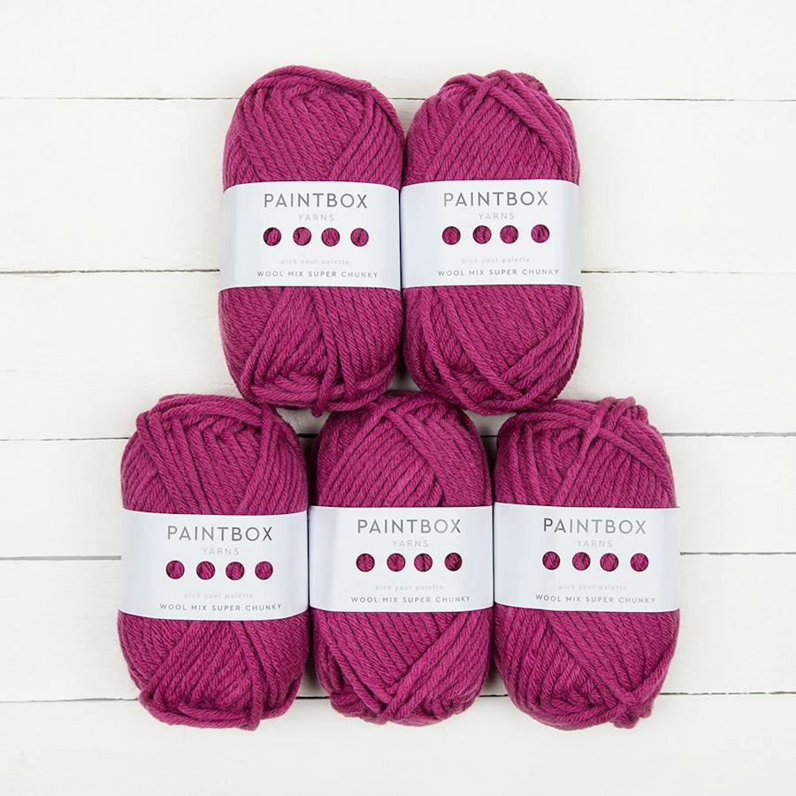 Paintbox Yarns WoolMix Super Chunky 5-ball multipack in Raspberry Pink