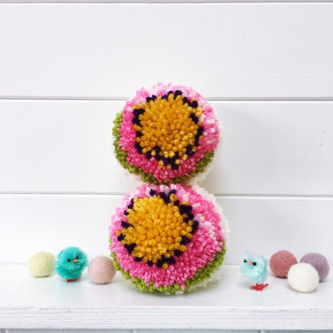 Make spring flower pom poms