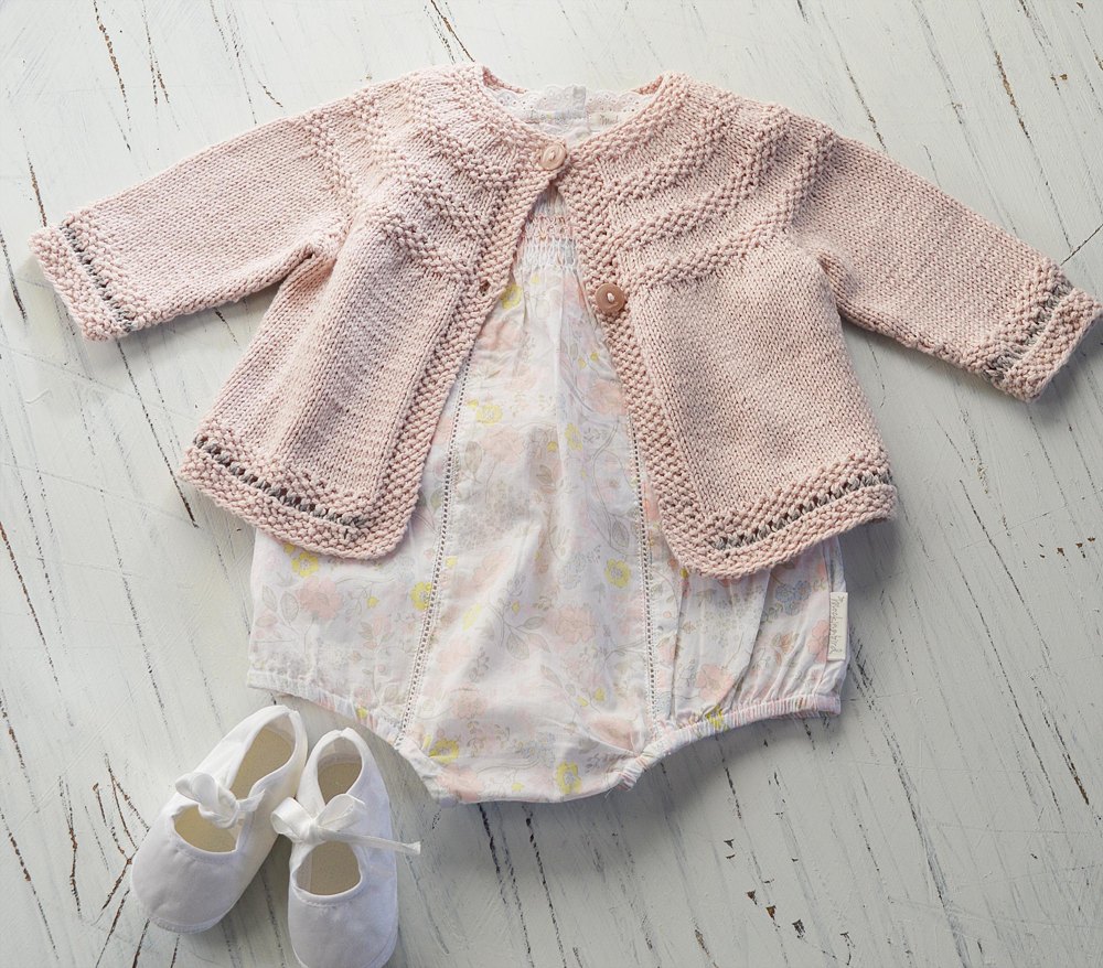 baby cardigan with round yoke knitting pattern by OGE knitwear designs