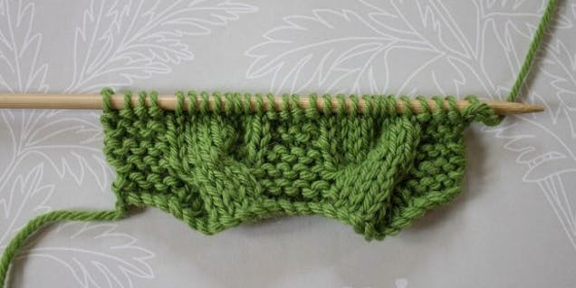 Cable knitting step 16