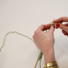 knitting the first row of the scarf