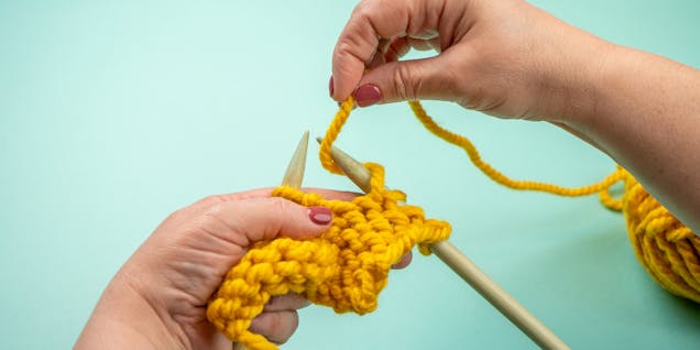 bring working yarn over an under needle to purl