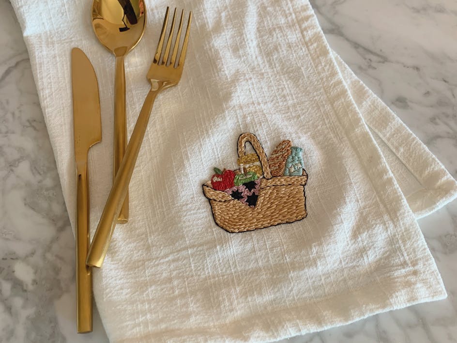 Free embroidery picnic basket tutorial 