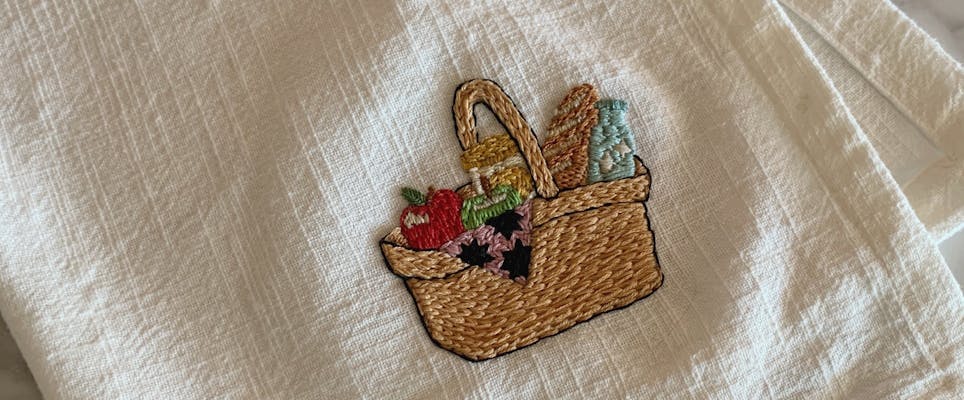 Thread Honey Picnic basket embroidery