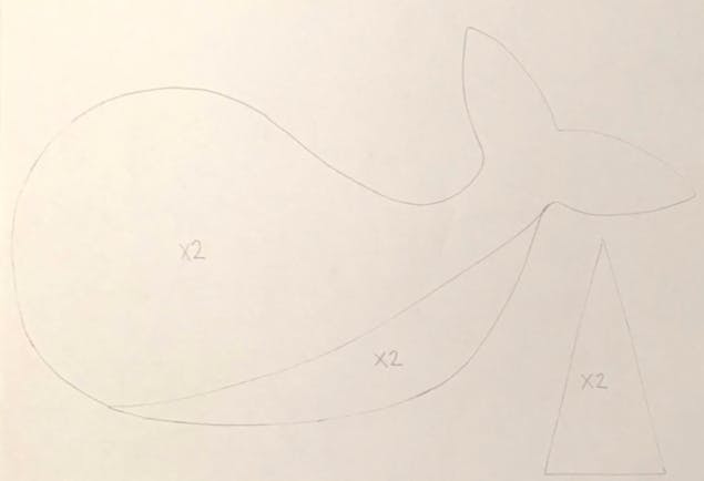 Narwhal sewing pattern outline 