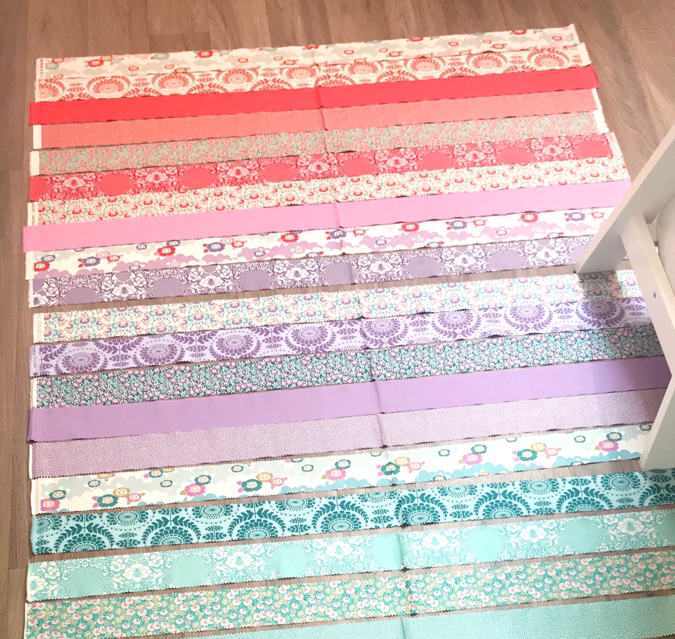 quilting strips laid out