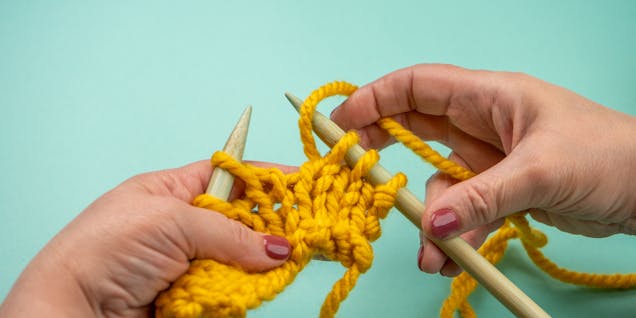 yarn moved under needle to knit
