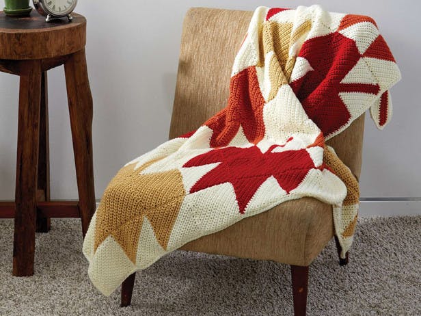Autumn Leaves Afghan in Caron Simply Soft and Simply Soft Collection - Downloadable PDF