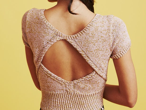 Cool Cropped Top - Free Top Knitting Pattern For Women in Paintbox Yarns Metallic DK