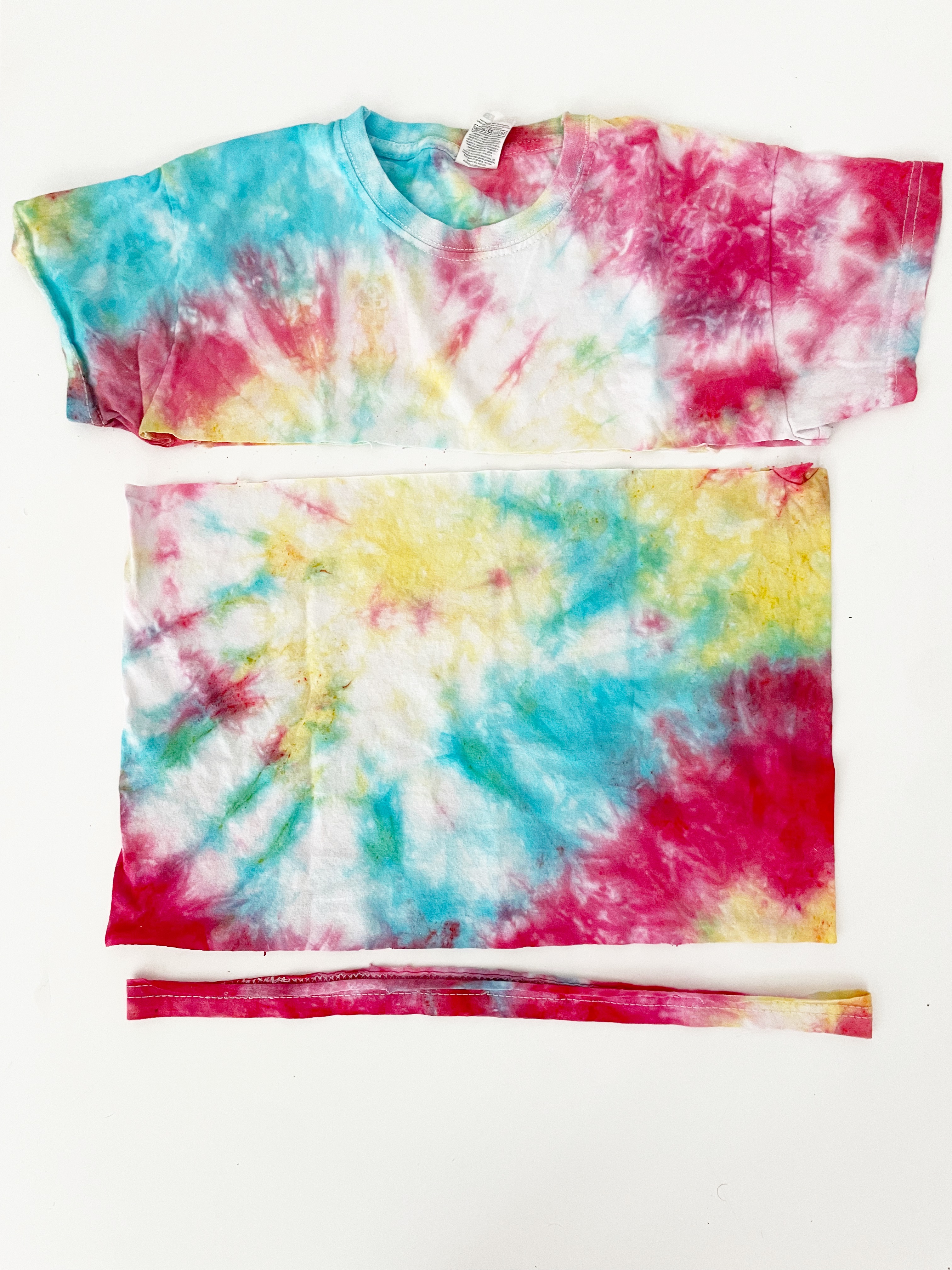 cut the hem of your t-shirt and under sleeves