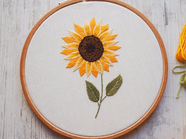 Sunflower embroidery free tutorial