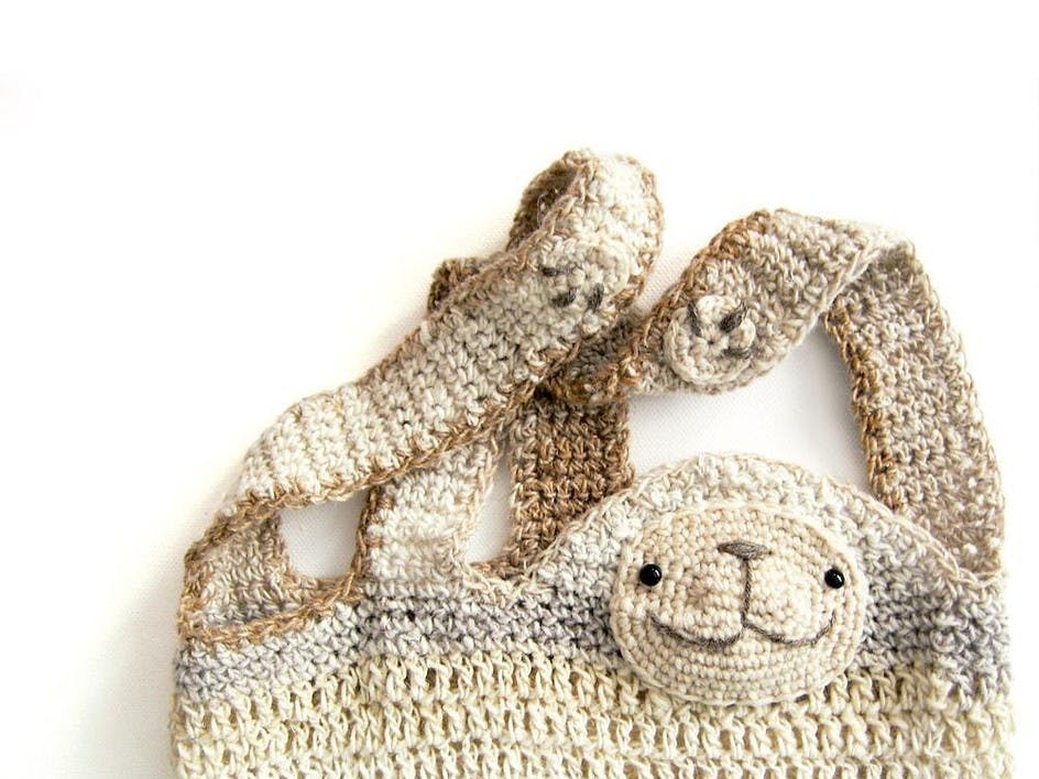 cedric the sloth shopper bag crochet pattern by Irene strange