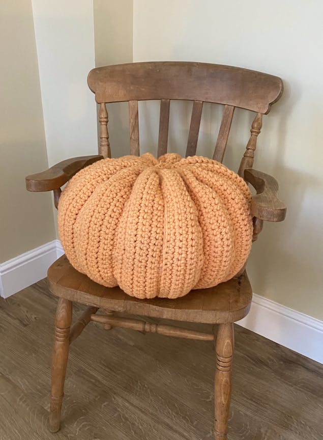 Crochet giant Thanksgiving pumpkin