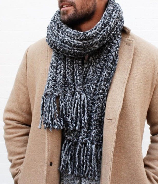 men's crochet autumn scarf