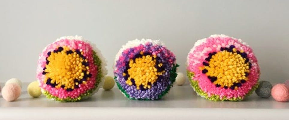 Make spring flower pom poms