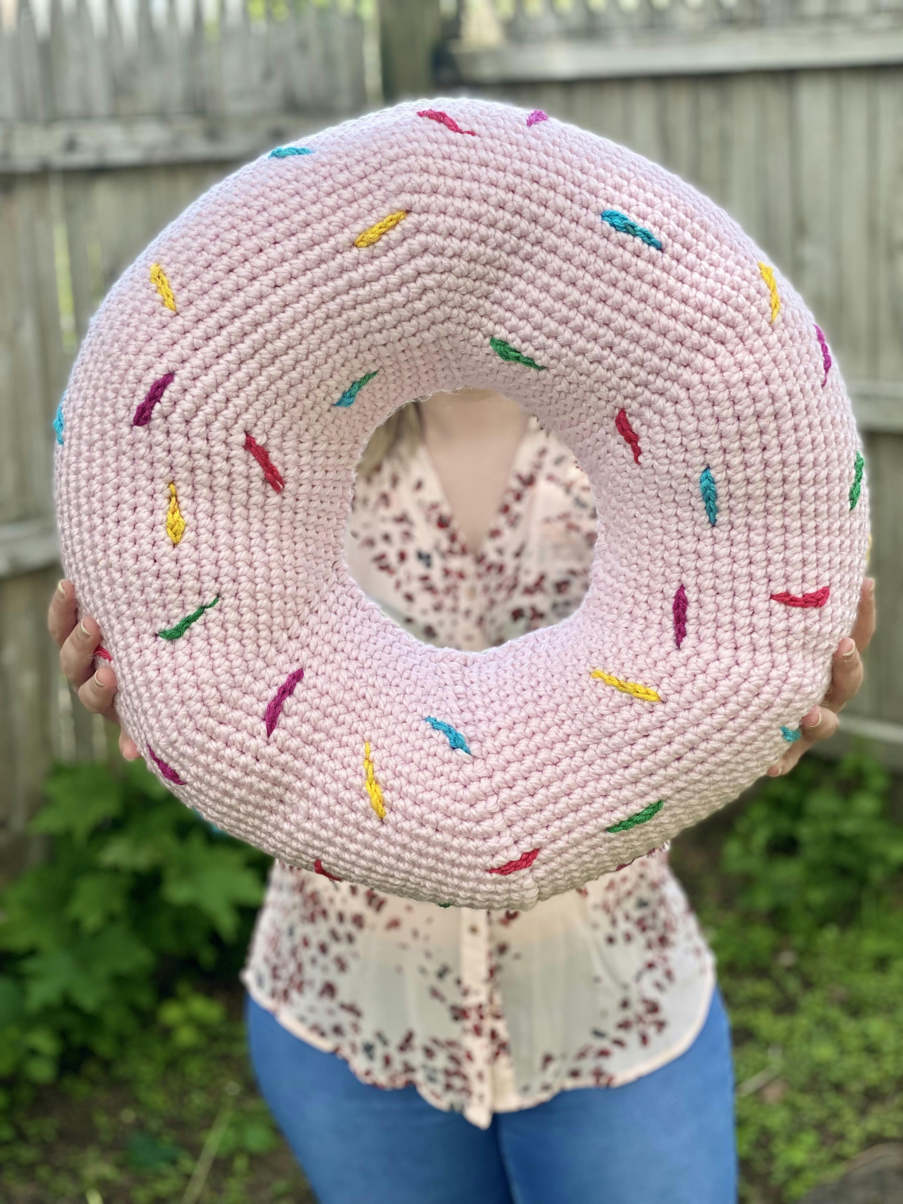 Crochet Donut Cushion Tutorial LoveCrafts