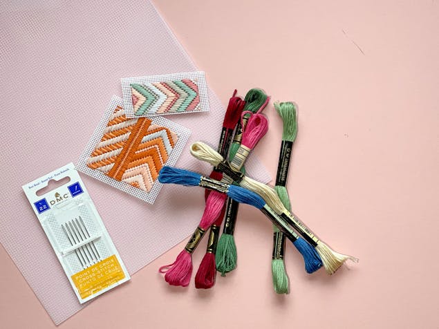 Bargello embroidery floss and supplies