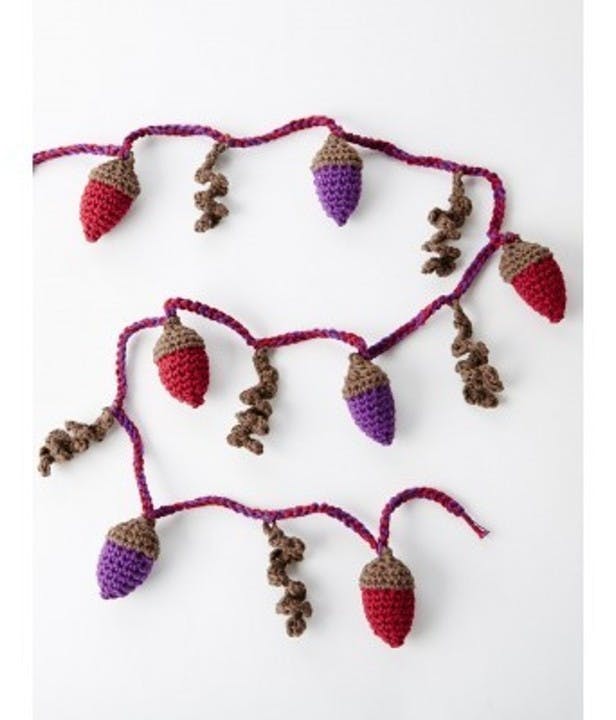 Autumn crochet acorn garland