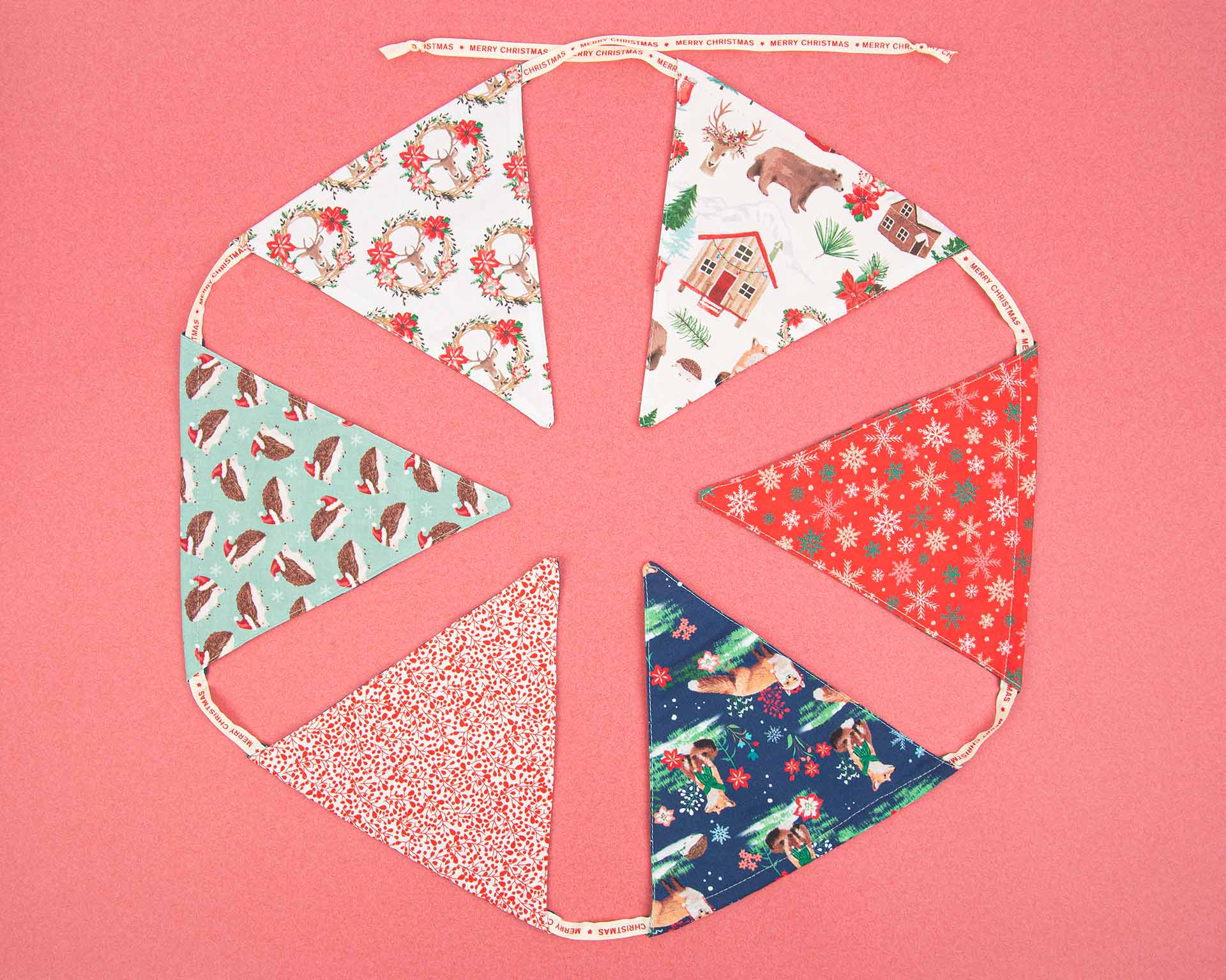 Christmas village bunting free sewing pattern