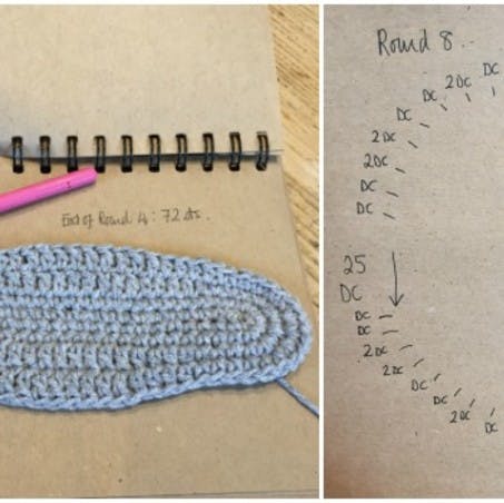Round 8 of the crochet bag