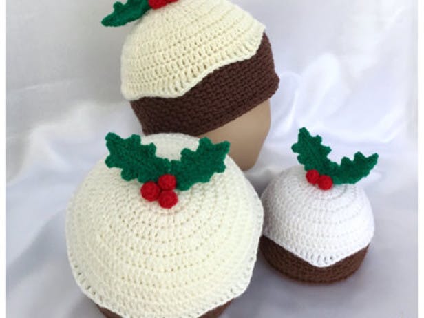 Ling Ryan of Hooked on Patterns’ Christmas Pudding Beanie Hats