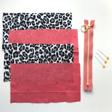 fabric rectangles, zip and pins