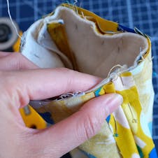 Pin bag exterior and lining together