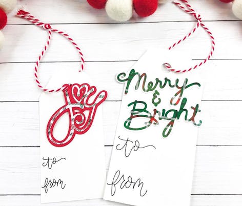 Christmas gift tag typography by 
Kaylas Cricut Creations