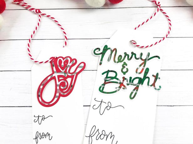 Christmas gift tag typography by 
Kaylas Cricut Creations