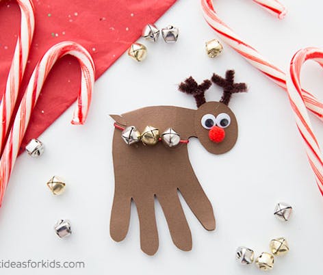 Hand print reindeer childrens craft