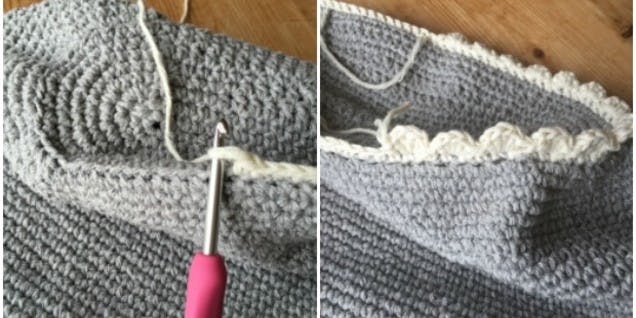 Crochet scallop edging 