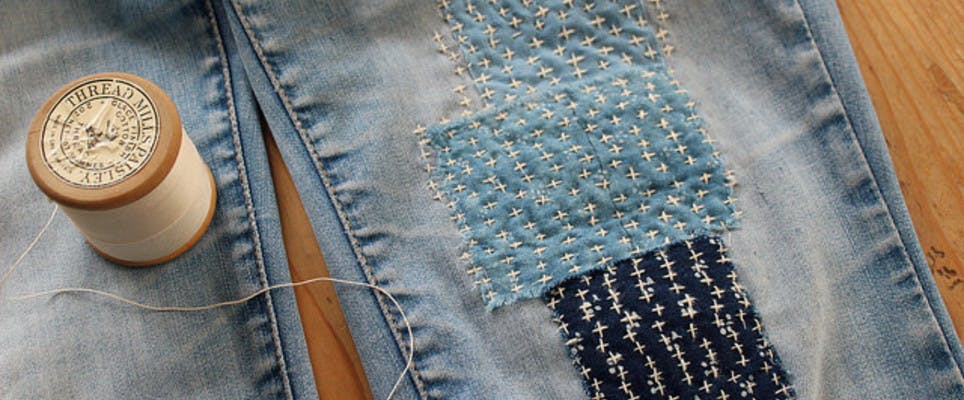 Sashiko hand sewing for mending and decoration