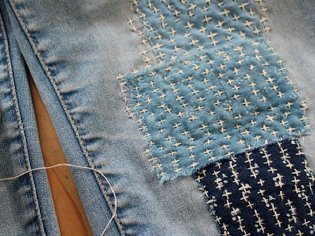 Sashiko hand sewing for mending and decoration
