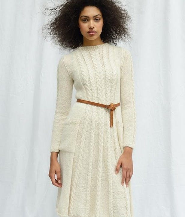 White cable knit dress