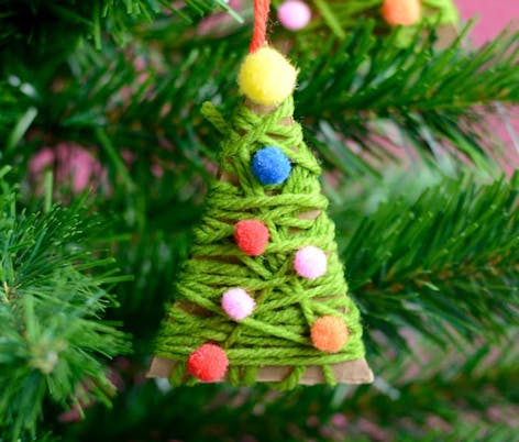 Yarn wrapped Christmas kids ornaments