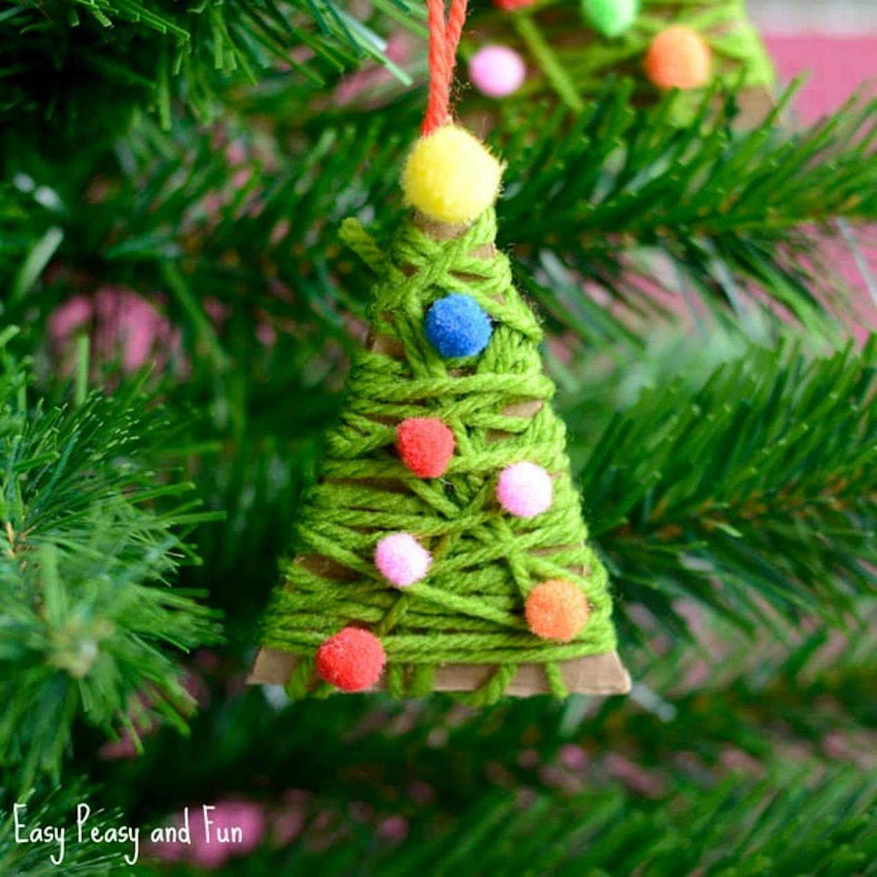 Yarn wrapped Christmas kids ornaments
