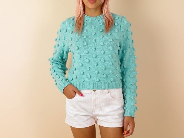 Paintbox Yarns Bubblegum Bobble Sweater in Paintbox Wool Mix Aran